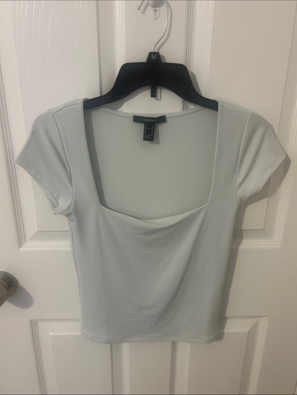 Forever 21 Square Neck Short Sleeve Top - Light Gray
